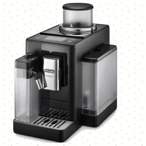 De'Longhi Rivelia Fully Automatic Coffee Machine - Sleek and Modern Design De'Longhi Rivelia Fully Automatic Coffee Machine with Front and Side View