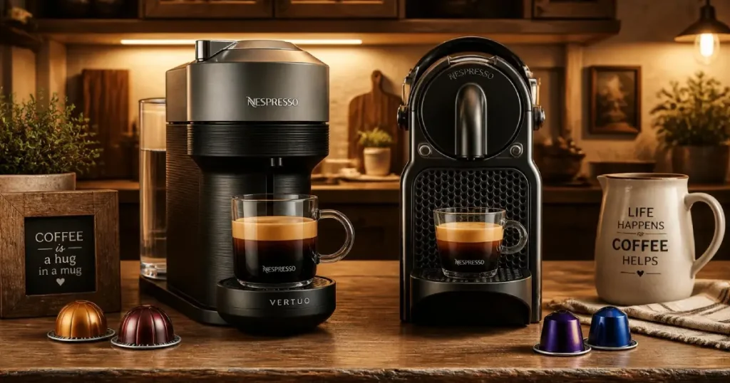 Best Nespresso Original Machines Ranked (2026): Every Model Compared 32 Nespresso Original and Vertuo coffee machines displayed on a modern kitchen bench for comparison in the Best Nespresso Original Machines 2026 guide.