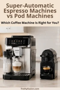 Super-Automatic Espresso Machines vs Pod Machines 3 Comparison of super-automatic espresso machines vs pod machines showing the differences between bean-to-cup and capsule coffee systems.