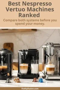 Best Nespresso Vertuo Machines Ranked (2026) 3 Best Nespresso Vertuo machines ranked, showing the Vertuo Pop, Vertuo Plus, Vertuo Next, Vertuo Lattissima, and Vertuo Creatista on a modern kitchen countertop with freshly brewed coffee.