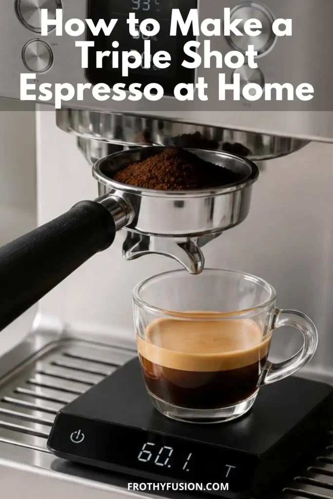 How to Make a Triple Shot Espresso: Step-by-Step Guide 5 Triple shot espresso being extracted from an espresso machine with coffee dose and espresso yield measurements